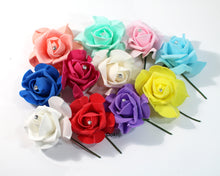 Load image into Gallery viewer, 12 Organza Foam Rose Heads Scrapbook DIY