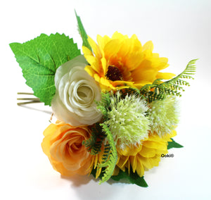 Sunflower Peach White Bouquet