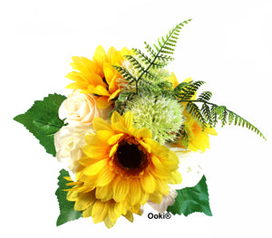 Sunflower Peach White Bouquet