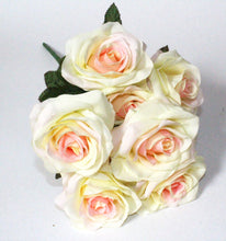 Load image into Gallery viewer, 9 Head Yellow Pink Rose Bush