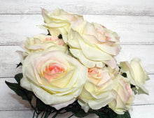 Load image into Gallery viewer, 9 Head Yellow Pink Rose Bush