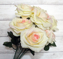 Load image into Gallery viewer, 9 Head Yellow Pink Rose Bush