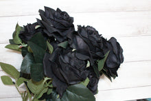 Load image into Gallery viewer, Black Rose Bouquet Silk Flower 10 Heads Bush