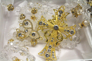 Gold Lace Cross Acrylic Lasso