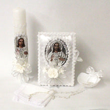 Load image into Gallery viewer, Jesus Foil 5pc Baptism Candle Set Favors Girl Boy