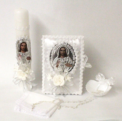 Jesus Foil 5pc Baptism Candle Set Favors Girl Boy