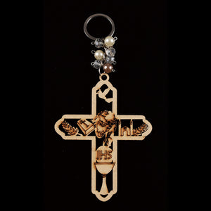 Jesus on Cross 12pcs Wood Keychain