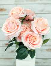 Load image into Gallery viewer, Blush Rose Bouquet Silk Flower 10 Heads Bush