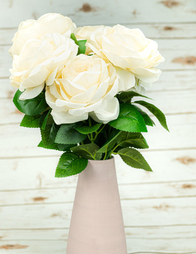 Ivory Cream Rose Bouquet Silk Flower 10 Heads Bush