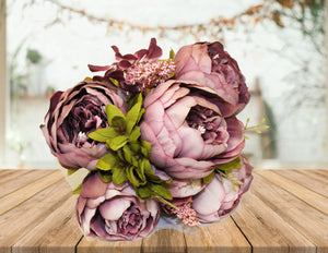 Mauve Peony Silk 8 Head