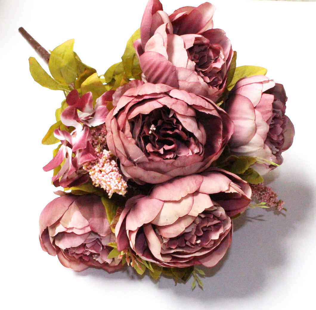 Mauve Peony Silk 8 Head