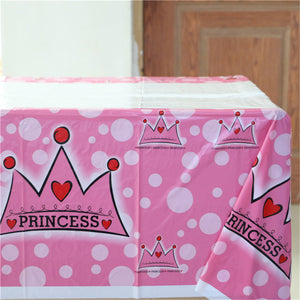 5pc Pink Princess Crown Plastic Tablecovers Disposable