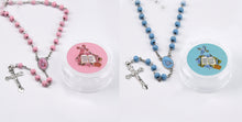 Load image into Gallery viewer, Bible Pink Blue 12 Scented Rosary Beads