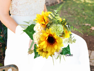 Sunflower Peach White Bouquet